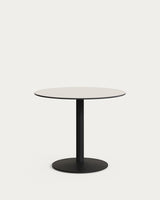 Runder Outdoor-Tisch Esilda weiß mit schwarz lackiertem Metallbein Ø 90 x 70 cm - ZEN ZONE Furniture