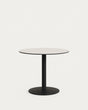 Runder Outdoor-Tisch Esilda weiß mit schwarz lackiertem Metallbein Ø 90 x 70 cm - ZEN ZONE Furniture