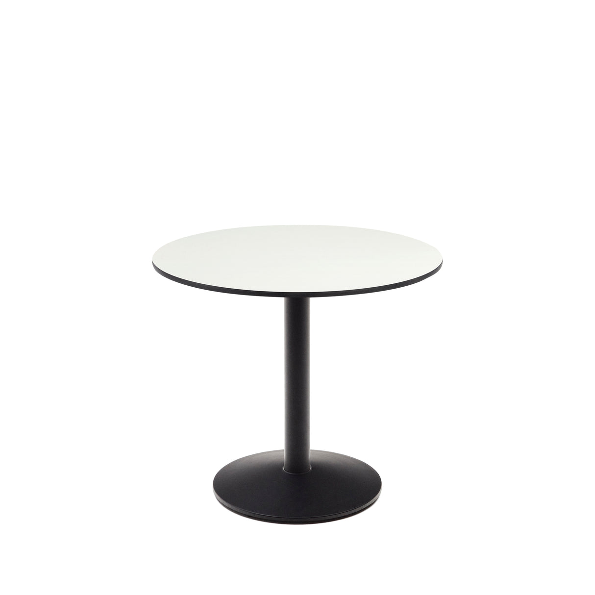 Runder Outdoor-Tisch Esilda weiß mit schwarz lackiertem Metallbein Ø 90 x 70 cm - ZEN ZONE Furniture