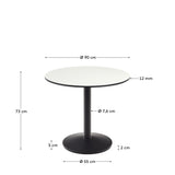 Runder Outdoor-Tisch Esilda weiß mit schwarz lackiertem Metallbein Ø 90 x 70 cm - ZEN ZONE Furniture