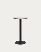 Esilda runder Stehtisch weiß mit schwarz lackiertem Metallbein Ø 60 x 96 cm - ZEN ZONE Furniture