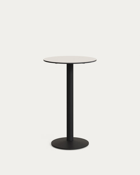 Esilda runder Stehtisch weiß mit schwarz lackiertem Metallbein Ø 60 x 96 cm - ZEN ZONE Furniture
