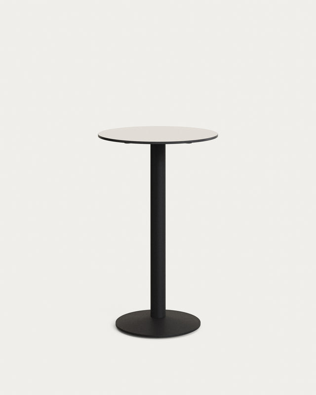 Esilda runder Stehtisch weiß mit schwarz lackiertem Metallbein Ø 60 x 96 cm - ZEN ZONE Furniture