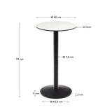 Esilda runder Stehtisch weiß mit schwarz lackiertem Metallbein Ø 60 x 96 cm - ZEN ZONE Furniture