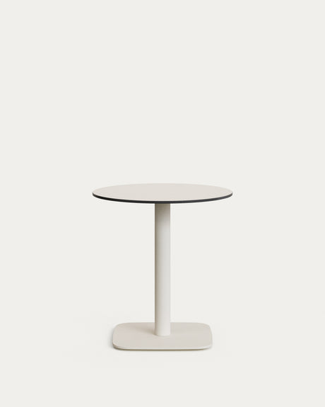 Runder Outdoor-Tisch Dina weiß mit weiß lackiertem Metallbein Ø 68x70cm - ZEN ZONE Furniture