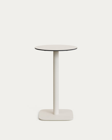 Dina runder hoher Outdoor-Tisch  weiß Metallbein weiß lackiert Ø 60 x 96 cm - ZEN ZONE Furniture