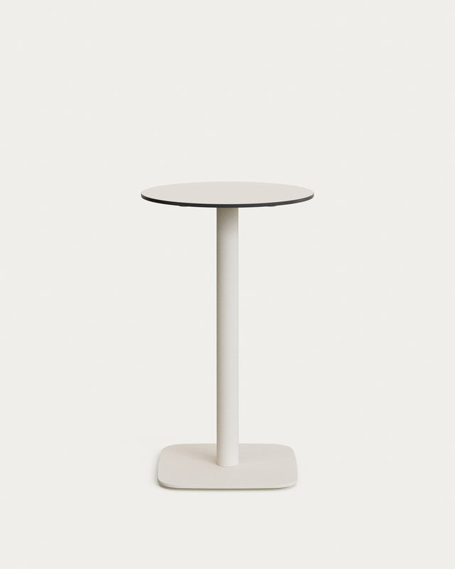 Dina runder hoher Outdoor-Tisch  weiß Metallbein weiß lackiert Ø 60 x 96 cm - ZEN ZONE Furniture