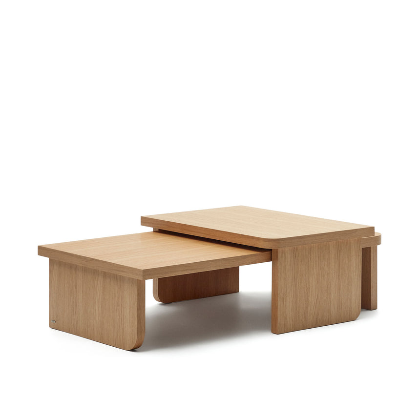 Oaq Set aus 2 Couchtischen aus Eichenfurnier mit natürlichem Finish - ZEN ZONE Furniture