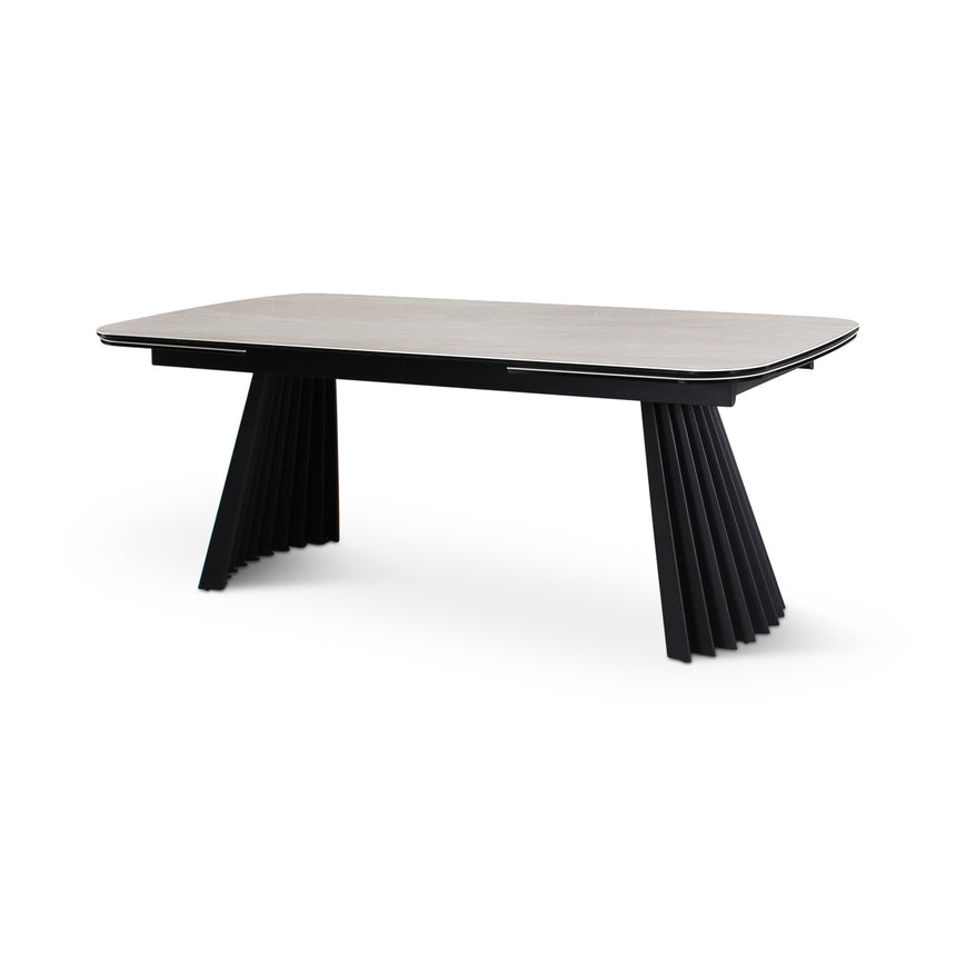 Verlängerungstisch PAYA Keramik beige, anthrazitfarbene Metallbeine 200-300 cm - ZEN ZONE Furniture