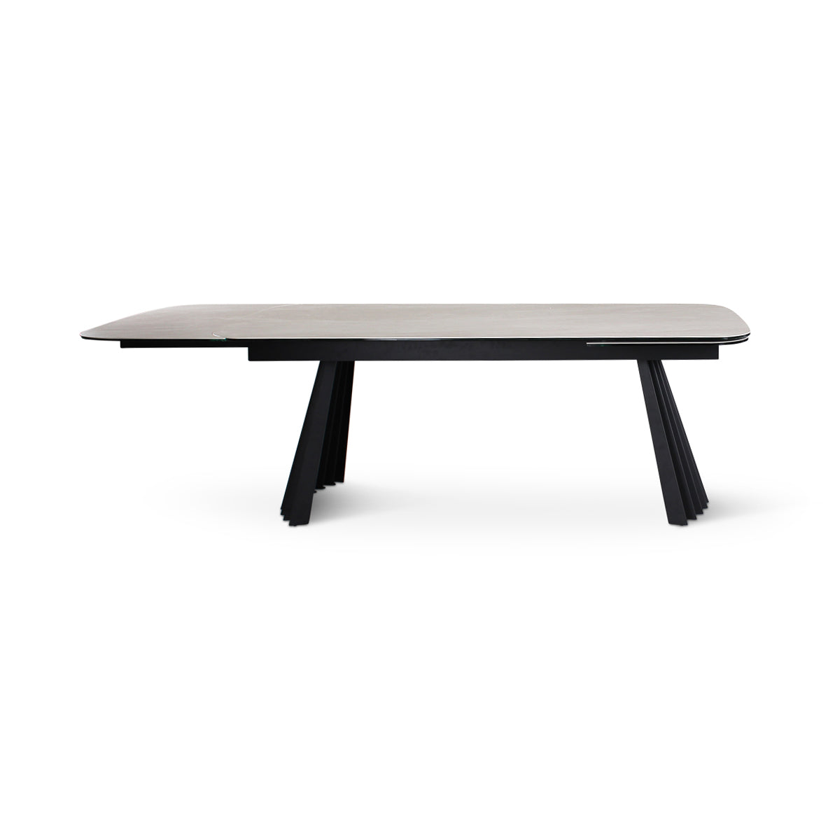 Verlängerungstisch PAYA Keramik beige, anthrazitfarbene Metallbeine 200-300 cm - ZEN ZONE Furniture