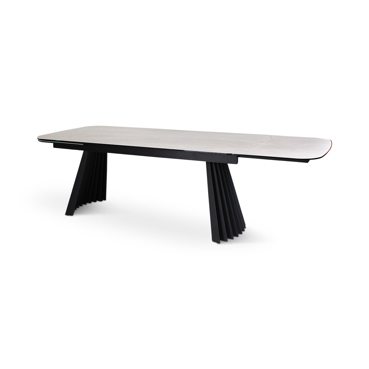 Verlängerungstisch PAYA Keramik beige, anthrazitfarbene Metallbeine 200-300 cm - ZEN ZONE Furniture