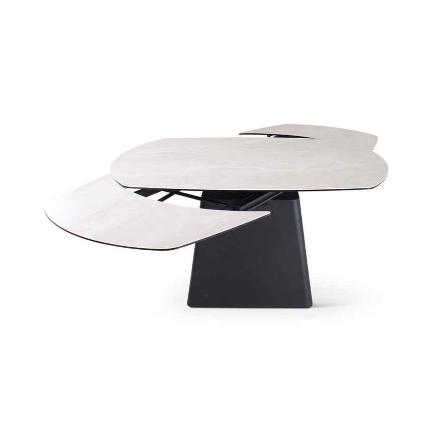 Verlängerungstisch PICO Keramik Beige, anthrazitfarbene Metallbeine 140-220 cm - ZEN ZONE Furniture