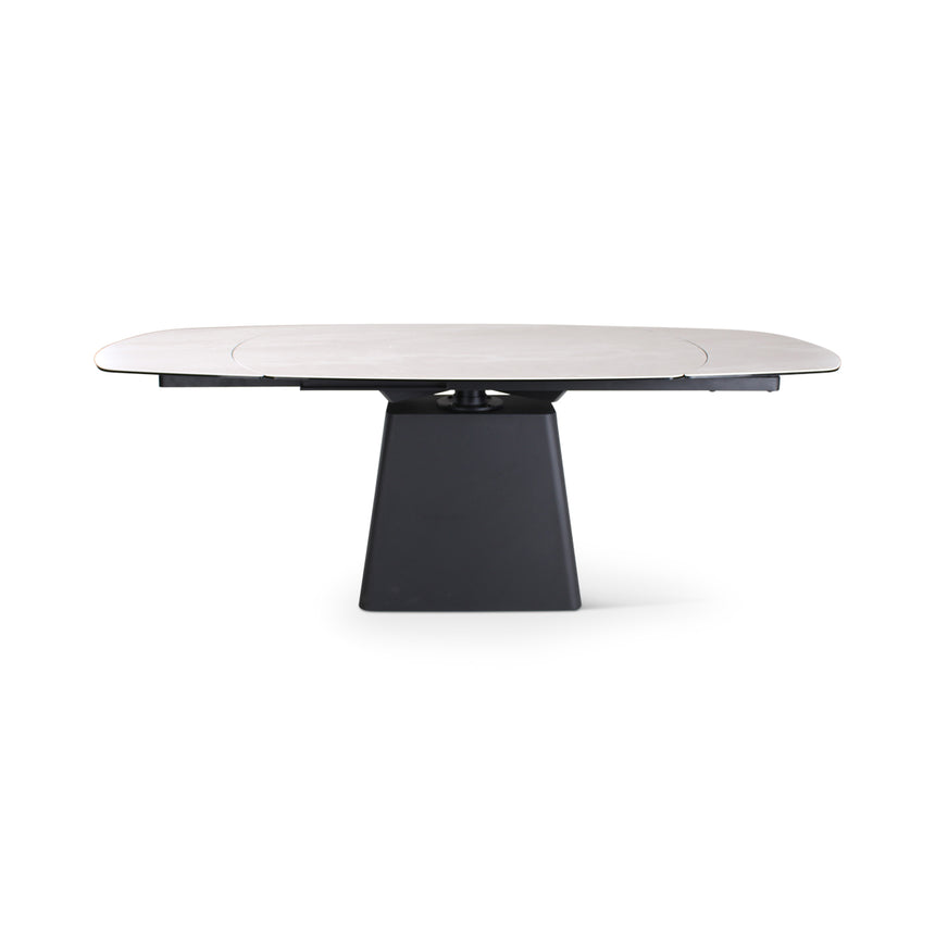 Verlängerungstisch PICO Keramik Beige, anthrazitfarbene Metallbeine 140-220 cm - ZEN ZONE Furniture