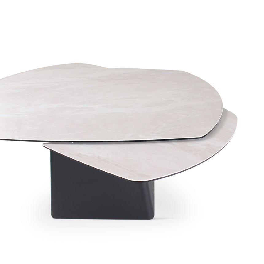Verlängerungstisch PICO Keramik Beige, anthrazitfarbene Metallbeine 140-220 cm - ZEN ZONE Furniture