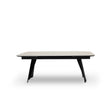 Ausziehbarer Tisch BURANO Keramik Travertin Look, schwarzes Metallbein 200-300 cm - ZEN ZONE Furniture