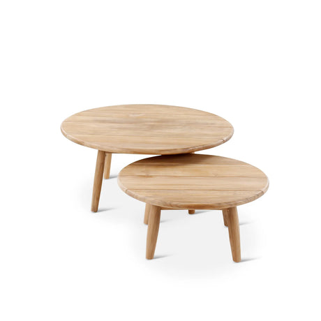 BORAS Outdoor Couchtisch aus Teak in Natur, 2er-Set - ZEN ZONE Furniture