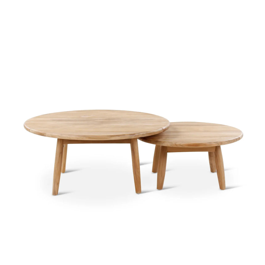 BORAS Outdoor Couchtisch aus Teak in Natur, 2er-Set - ZEN ZONE Furniture
