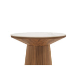 Beistelltisch CLARICE Keramik weiß, Holzbein Walnuss 48x48 cm - ZEN ZONE Furniture