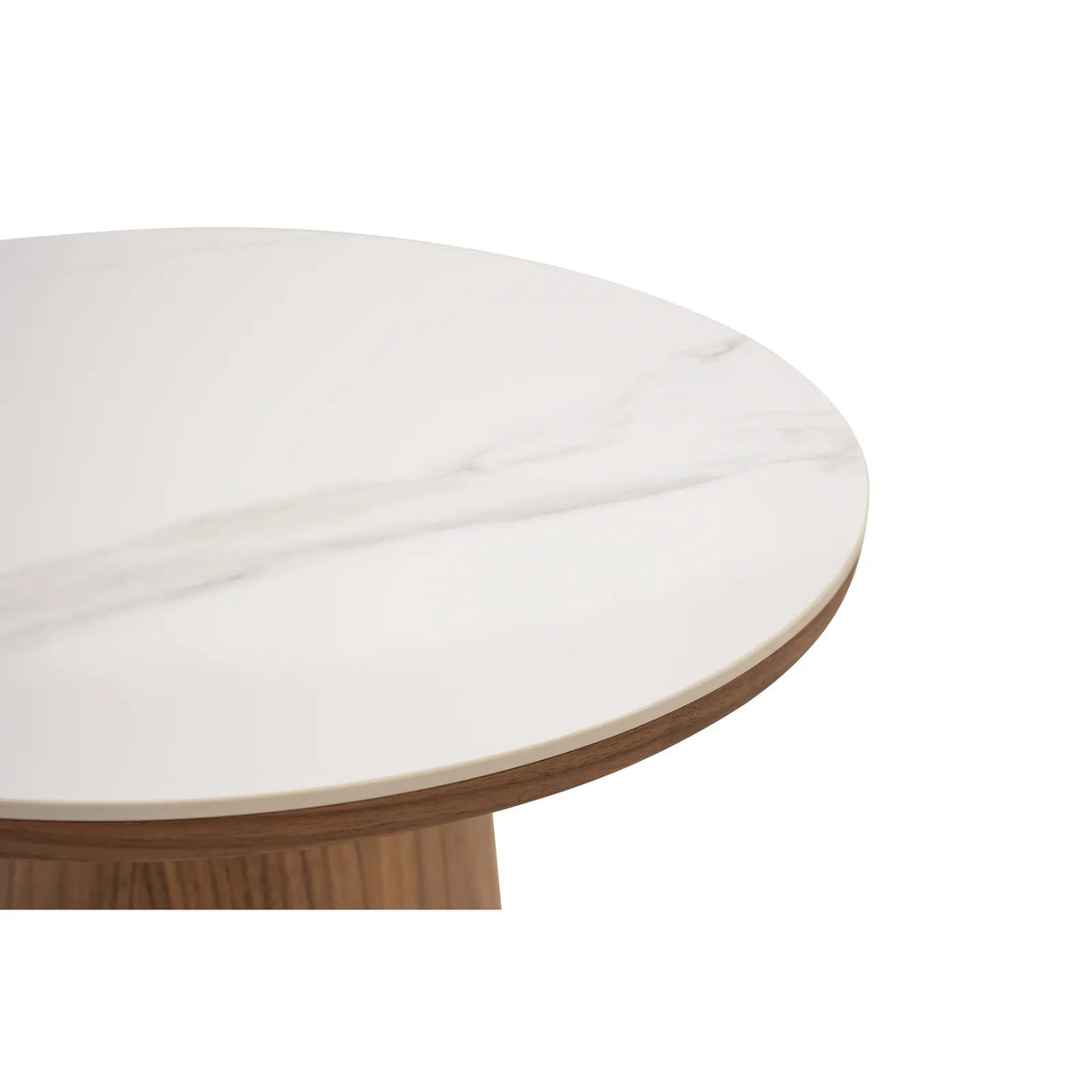 Beistelltisch CLARICE Keramik weiß, Holzbein Walnuss 48x48 cm - ZEN ZONE Furniture