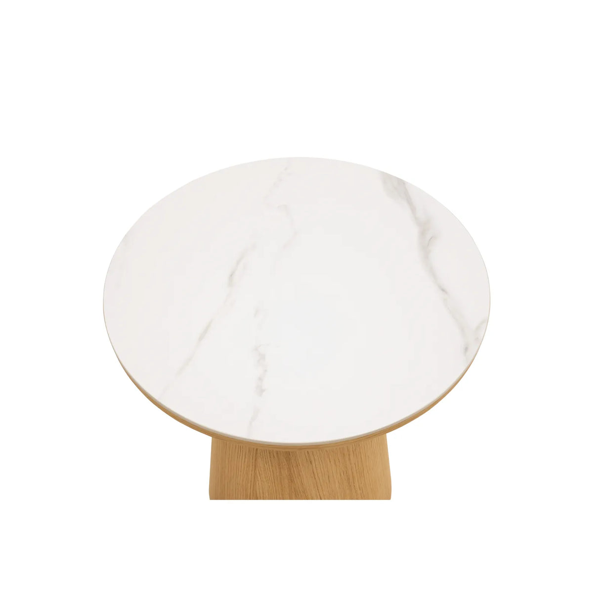 Beistelltisch CLARICE Keramik weiß, Holzbein Eiche natur 48x48 cm - ZEN ZONE Furniture