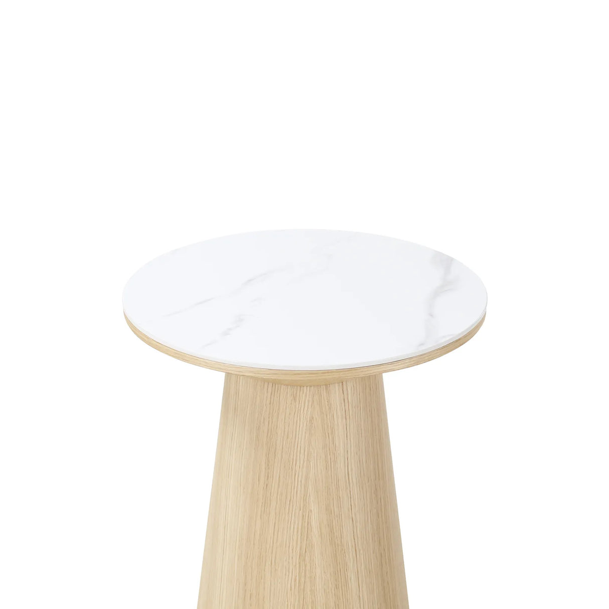 Beistelltisch CLARICE Keramik weiß, Holzbein Eiche natur 48x48 cm - ZEN ZONE Furniture