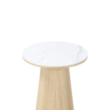 Beistelltisch CLARICE Keramik weiß, Holzbein Eiche natur 48x48 cm - ZEN ZONE Furniture