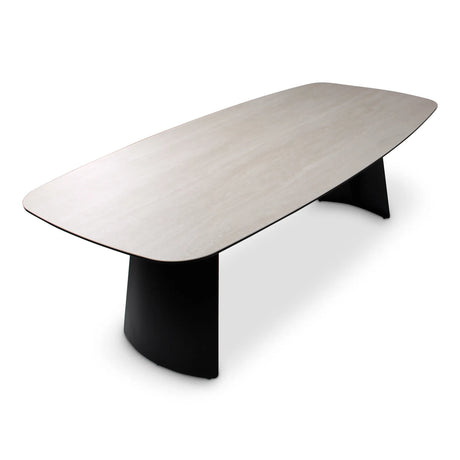 Esstisch Tibet aus Keramiktravertin in hellgrau, 300x120x76 cm - ZEN ZONE Furniture