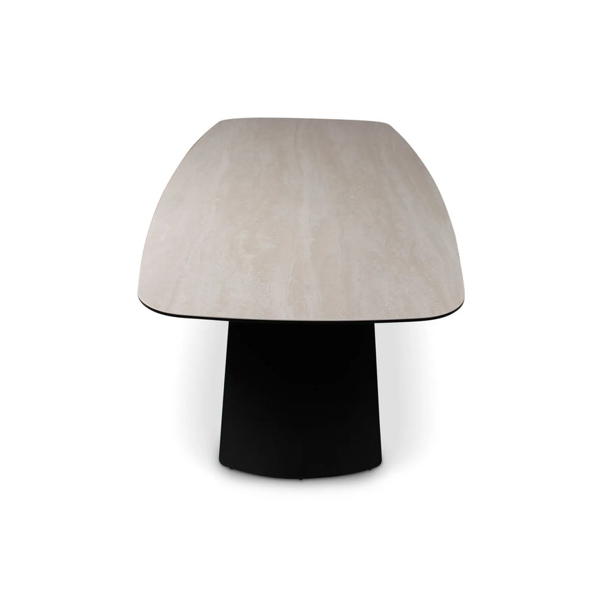 Esstisch Tibet aus Keramiktravertin in hellgrau, 300x120x76 cm - ZEN ZONE Furniture