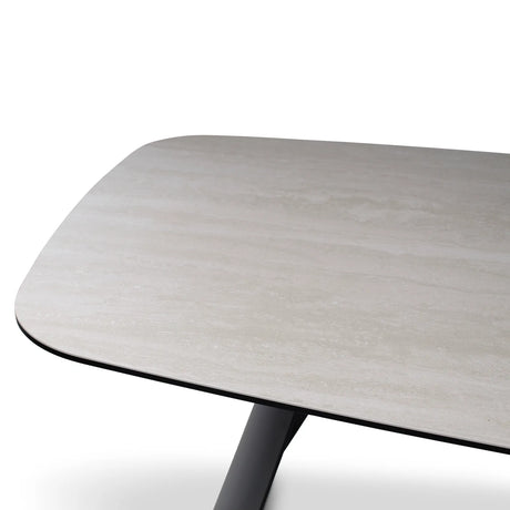 Esstisch Tibet aus Keramiktravertin in hellgrau, 300x120x76 cm - ZEN ZONE Furniture