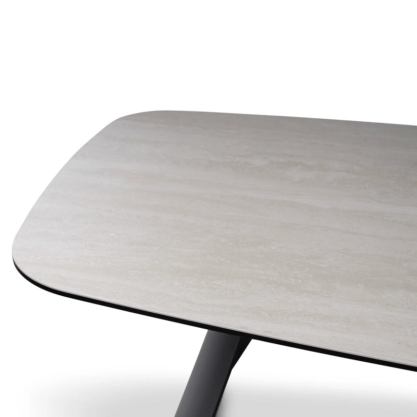 Esstisch Tibet aus Keramiktravertin in hellgrau, 300x120x76 cm - ZEN ZONE Furniture