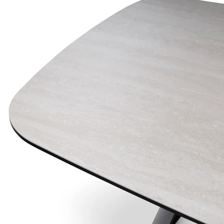 Esstisch Tibet aus Keramiktravertin in hellgrau, 300x120x76 cm - ZEN ZONE Furniture