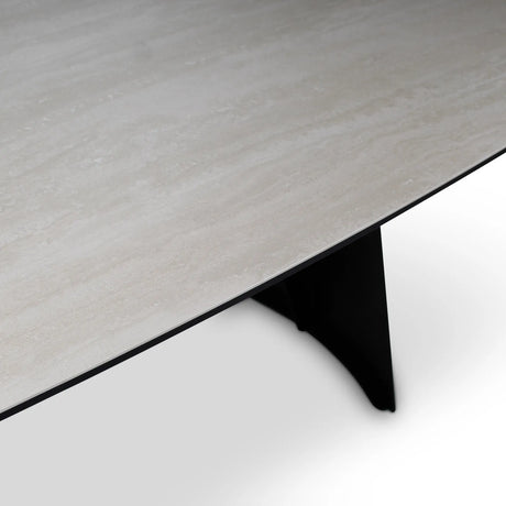 Esstisch Tibet aus Keramiktravertin in hellgrau, 300x120x76 cm - ZEN ZONE Furniture