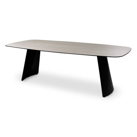 Esstisch Tibet aus Keramiktravertin in hellgrau, 300x120x76 cm - ZEN ZONE Furniture