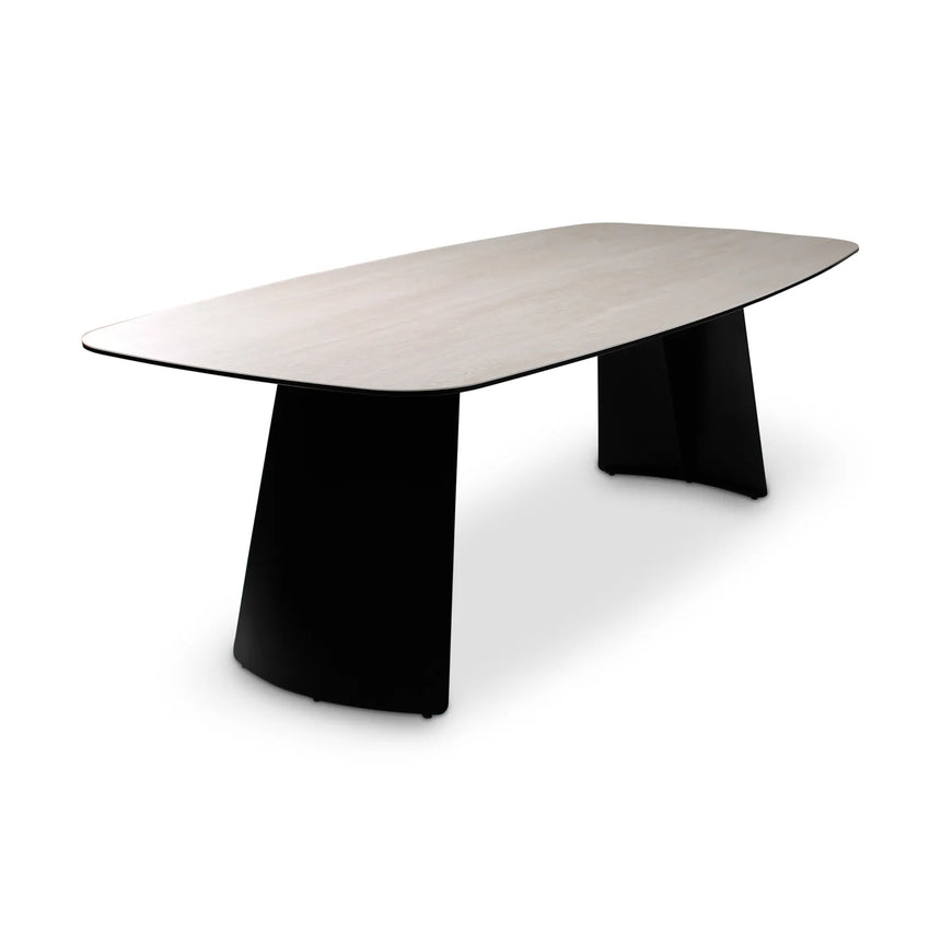 Esstisch Tibet aus Keramiktravertin in hellgrau, 300x120x76 cm - ZEN ZONE Furniture