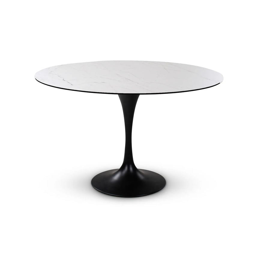 Esstisch Tino aus Keramikmarmor in hellgrau, 120x120x76 cm - ZEN ZONE Furniture