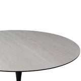 Esstisch Tino aus Keramiktravertin in hellgrau, 120x120x76 cm - ZEN ZONE Furniture