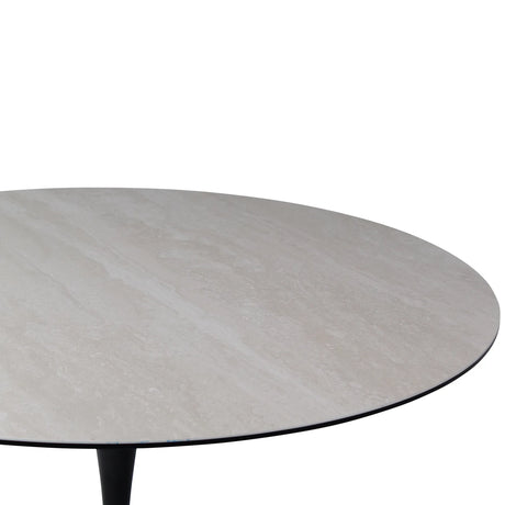Esstisch Tino aus Keramiktravertin in hellgrau, 120x120x76 cm - ZEN ZONE Furniture