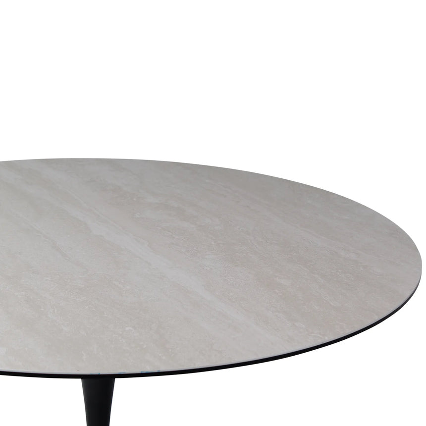 Esstisch Tino aus Keramiktravertin in hellgrau, 120x120x76 cm - ZEN ZONE Furniture