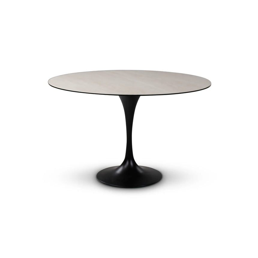 Esstisch Tino aus Keramiktravertin in hellgrau, 120x120x76 cm - ZEN ZONE Furniture