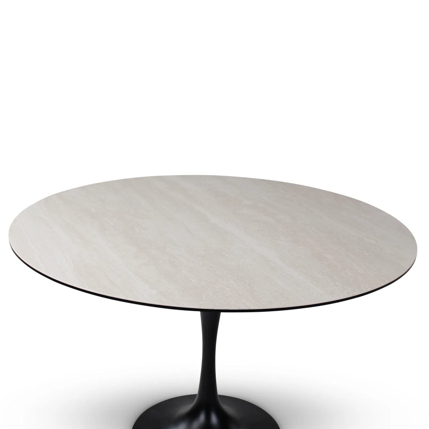 Esstisch Tino aus Keramiktravertin in hellgrau, 120x120x76 cm - ZEN ZONE Furniture