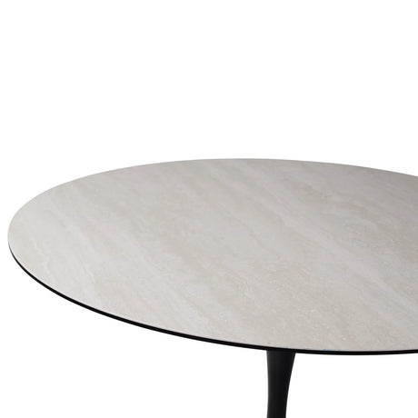 Esstisch Tino aus Keramiktravertin in hellgrau, 120x120x76 cm - ZEN ZONE Furniture