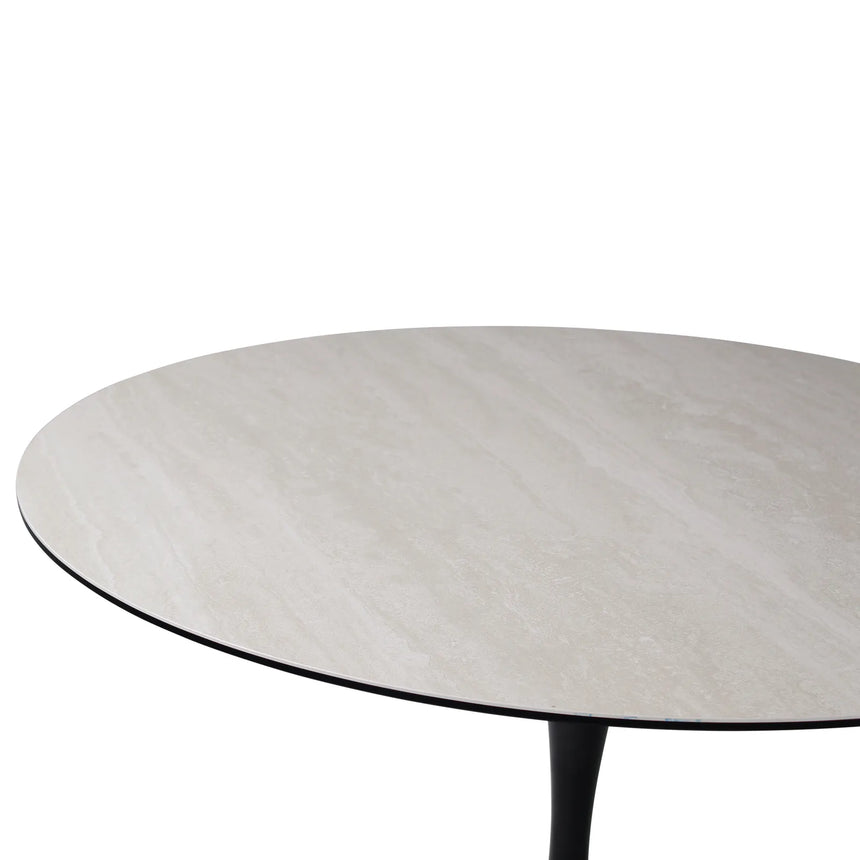 Esstisch Tino aus Keramiktravertin in hellgrau, 120x120x76 cm - ZEN ZONE Furniture