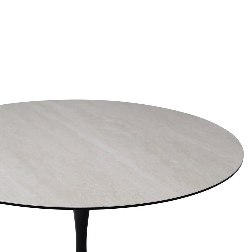 Esstisch Tino aus Keramiktravertin in hellgrau, 120x120x76 cm - ZEN ZONE Furniture