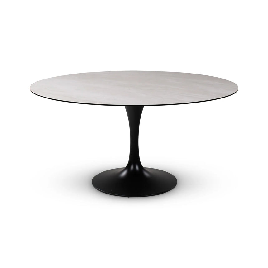 Esstisch Tino aus Keramik in hellgrau, 150x150x76 cm - ZEN ZONE Furniture