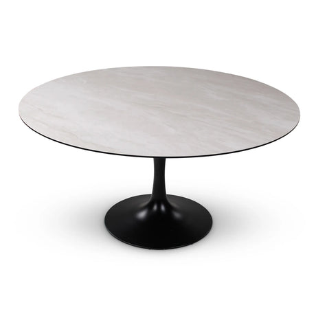 Esstisch Tino aus Keramik in hellgrau, 150x150x76 cm - ZEN ZONE Furniture