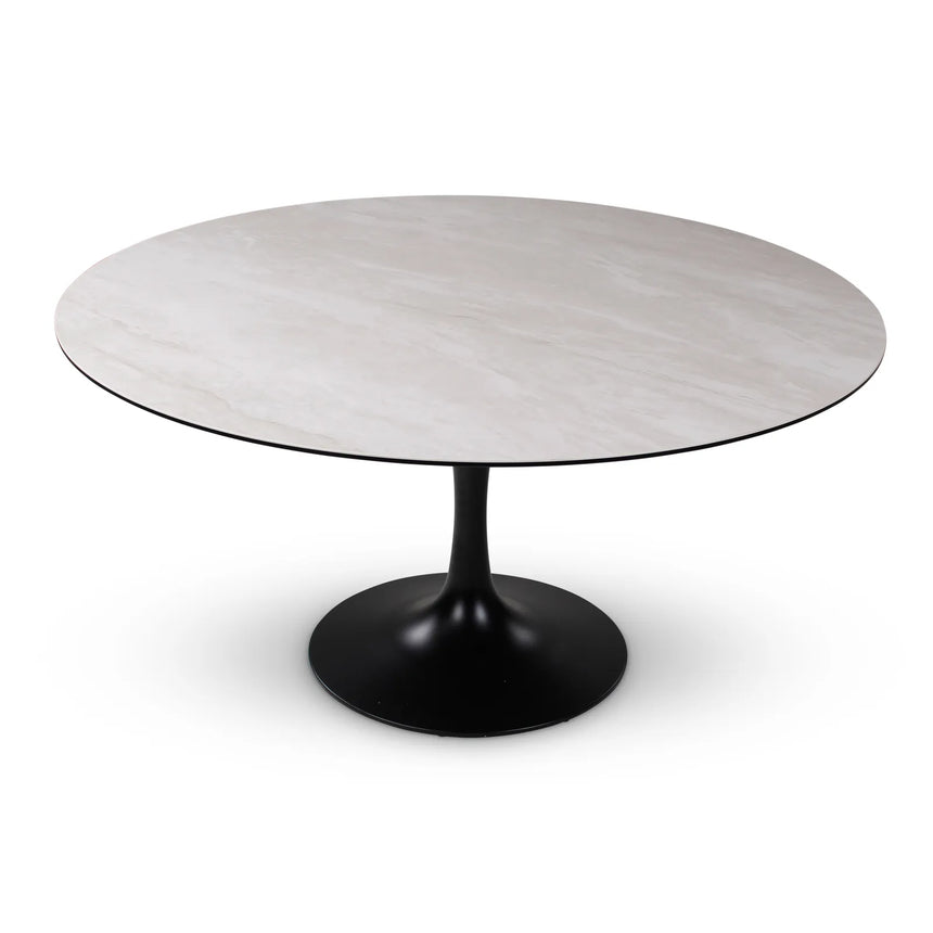Esstisch Tino aus Keramik in hellgrau, 150x150x76 cm - ZEN ZONE Furniture