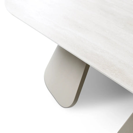 Gartentisch Mikos aus Aluminium steinfarbend, 130x70x38 cm - ZEN ZONE Furniture