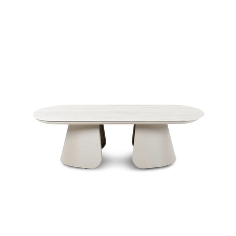 Gartentisch Mikos aus Aluminium steinfarbend, 130x70x38 cm - ZEN ZONE Furniture