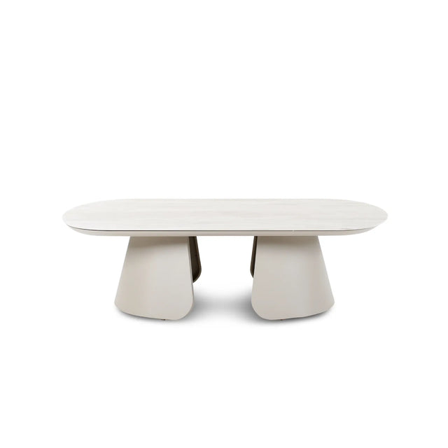 Gartentisch Mikos aus Aluminium steinfarbend, 130x70x38 cm - ZEN ZONE Furniture