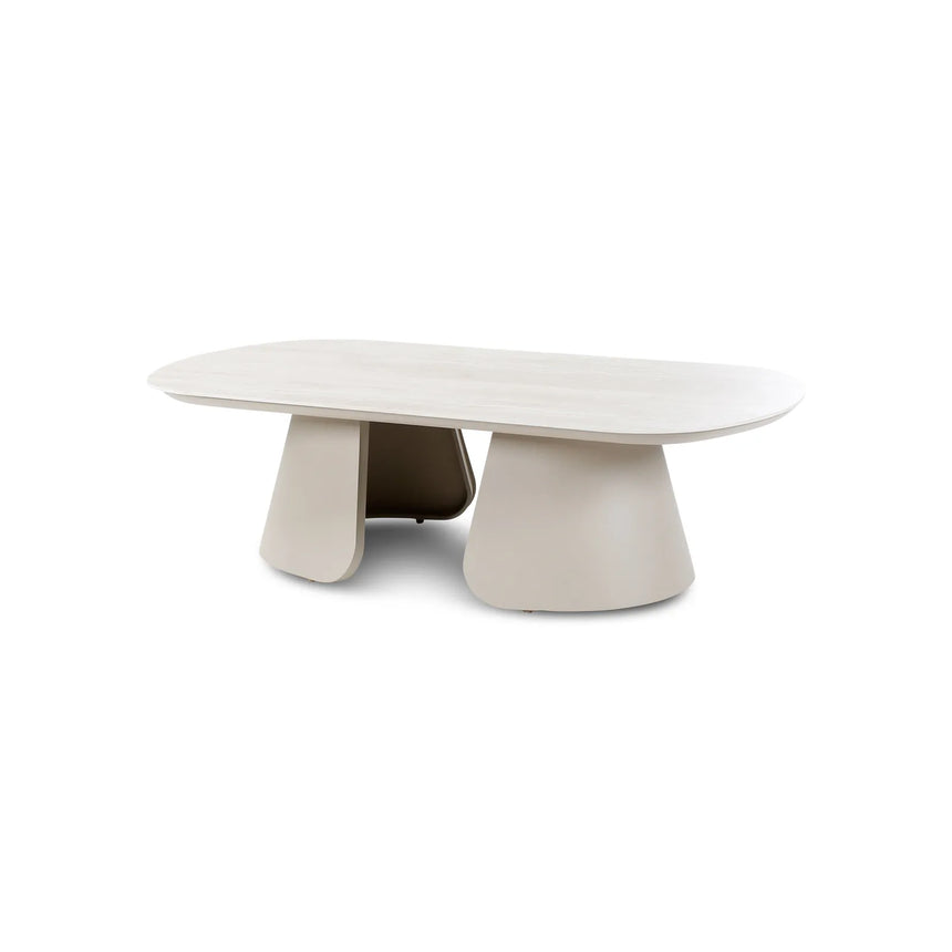 Gartentisch Mikos aus Aluminium steinfarbend, 130x70x38 cm - ZEN ZONE Furniture